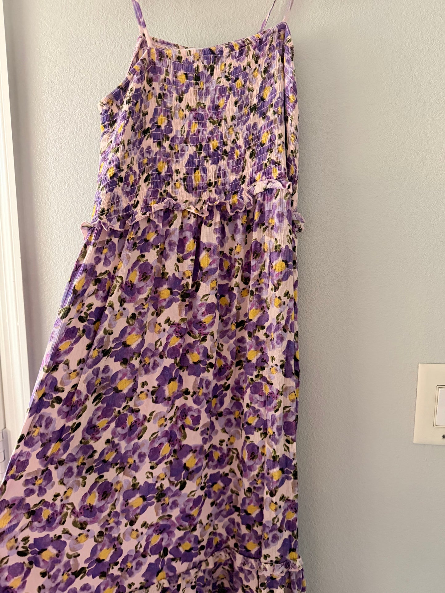 purple floral dress with pockets