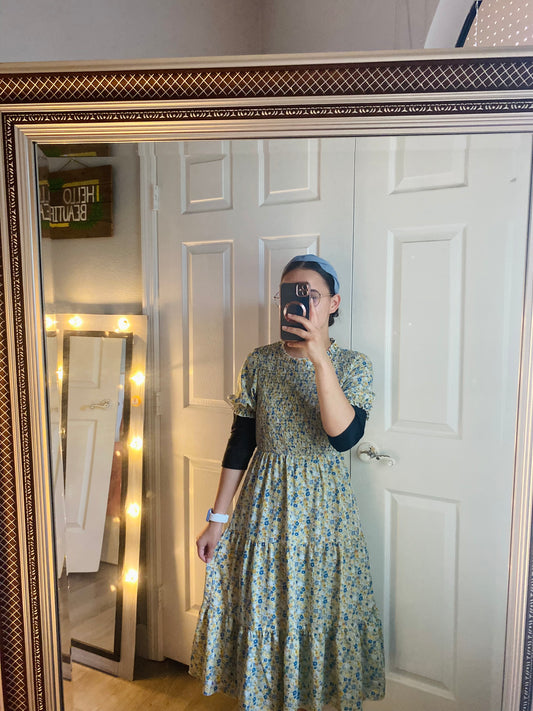 Blue & Yellow Floral Dress