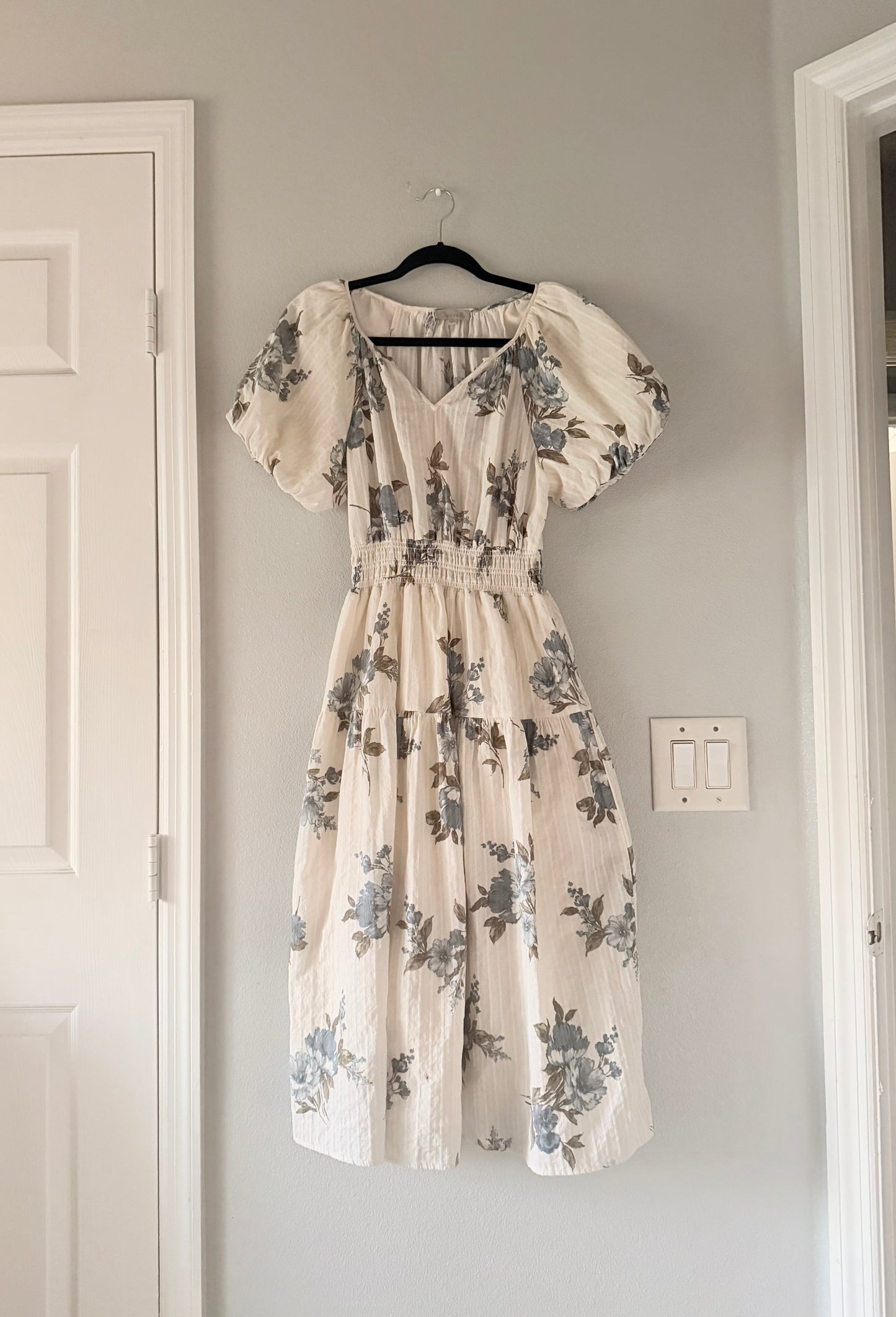 White and Blue Floral Dress🦋