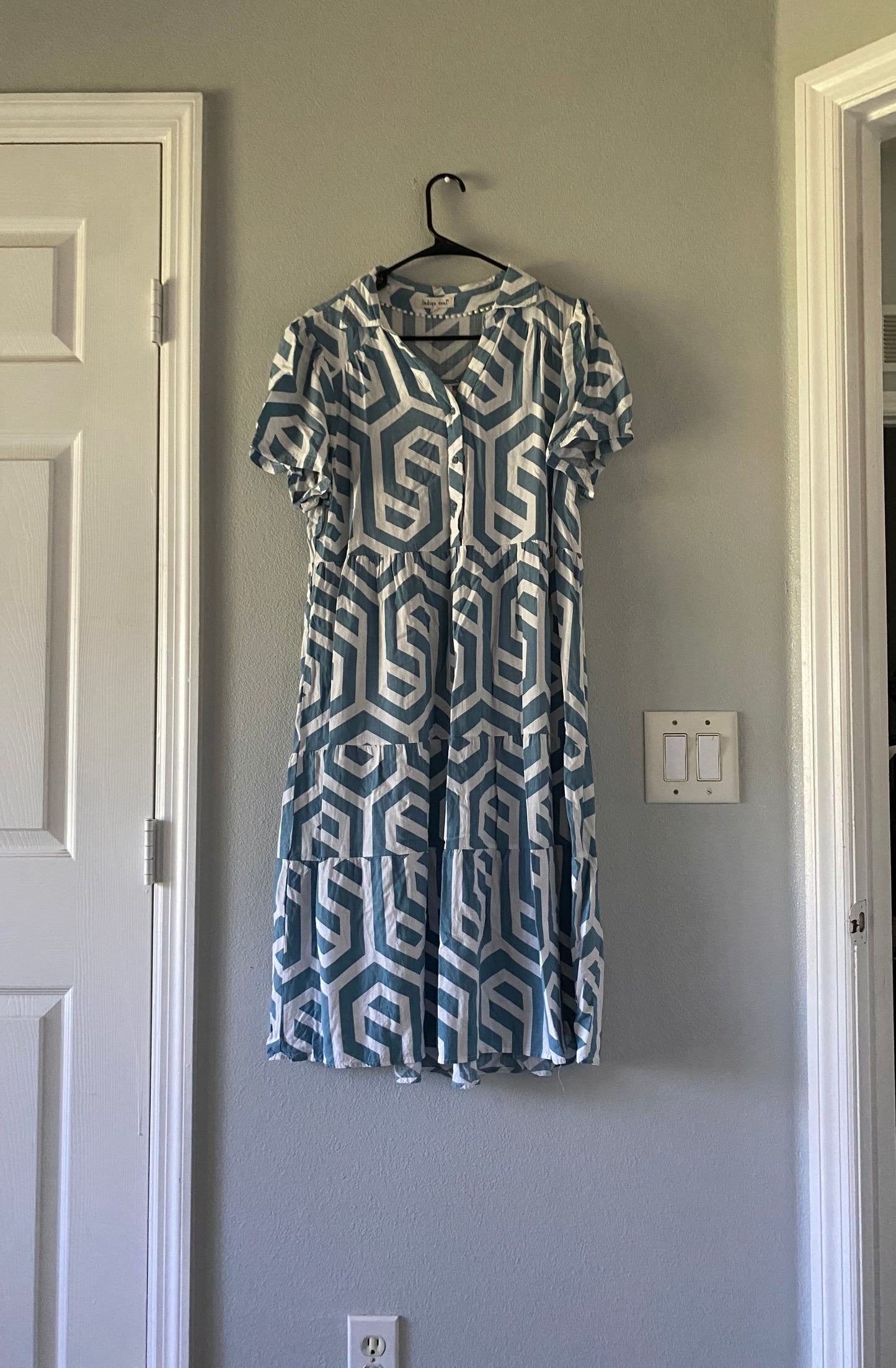 Blue & White Geometric Dress 🤍