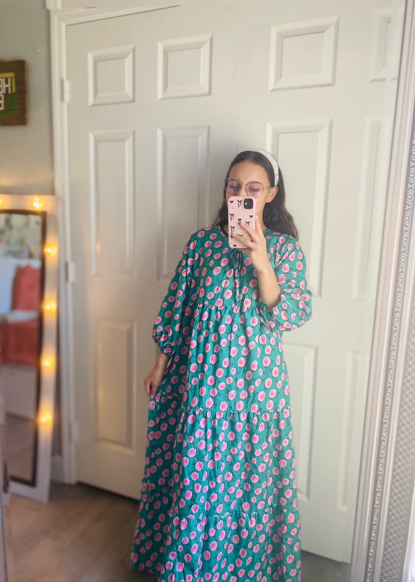 Pink and Green Dress