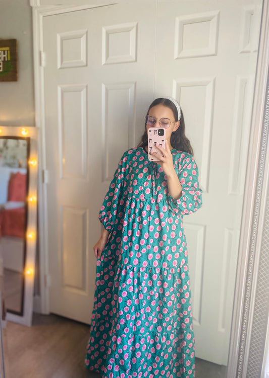 Pink and Green Dress