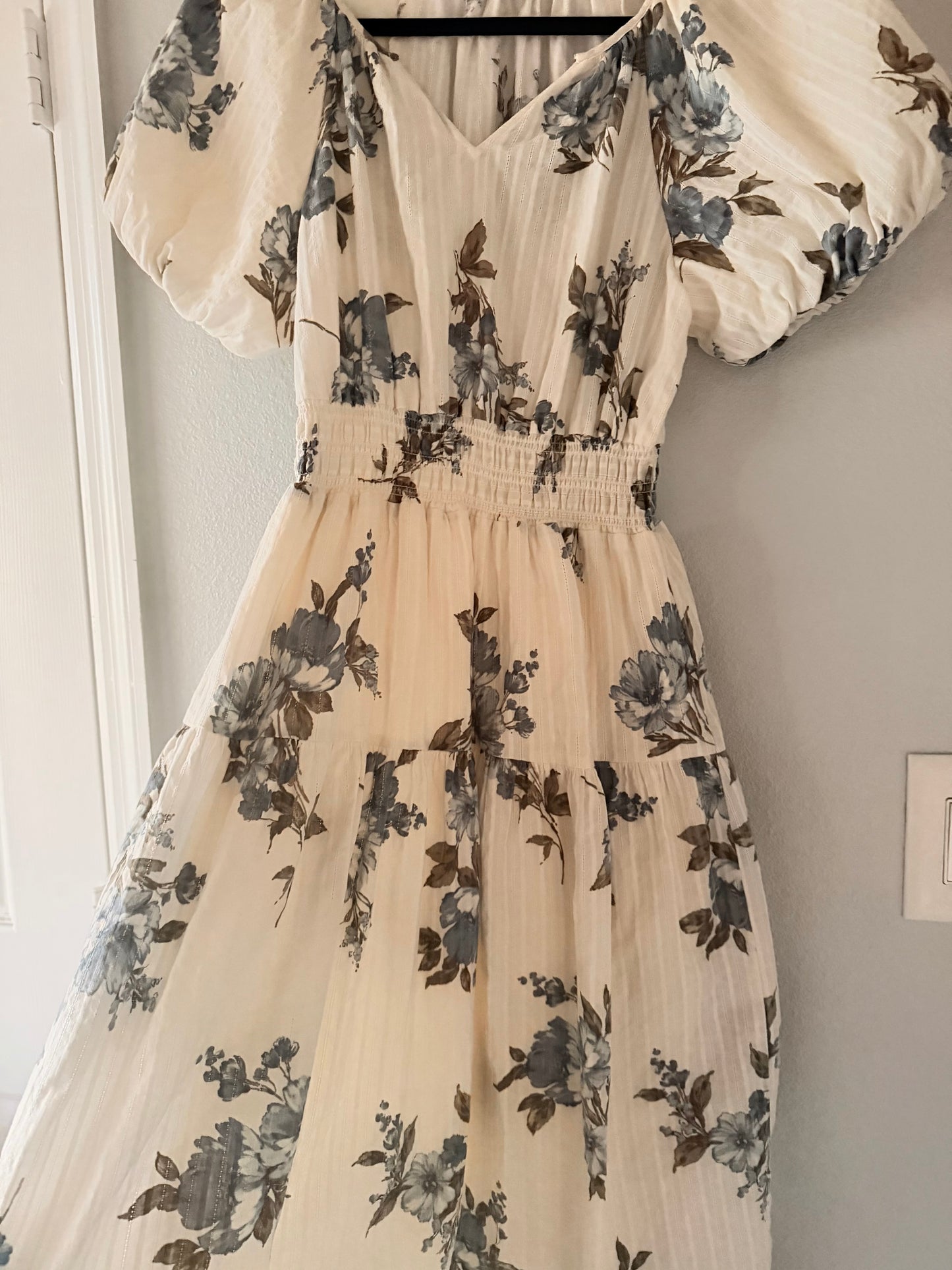 White and Blue Floral Dress🦋